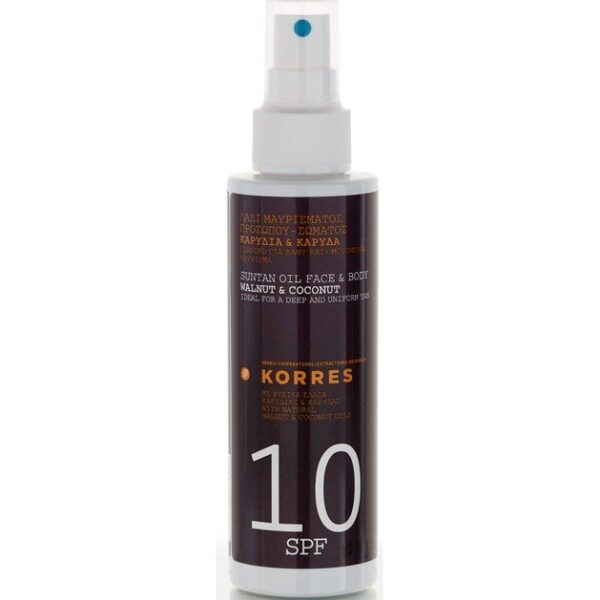 Korres Suntan Oil Face & Body με Καρυδιά & Καρύδα Spf10 150ml