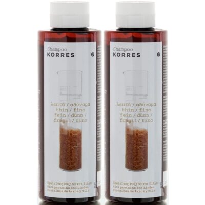 Korres Rice Proteins Shampoo για Λεπτά & Αδύναμα Μαλλιά 1+1 Δώρο 2χ250ml