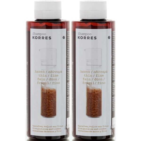 Korres Rice Proteins Shampoo για Λεπτά & Αδύναμα Μαλλιά 1+1 Δώρο 2χ250ml
