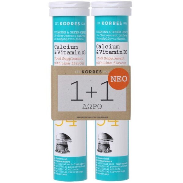 Korres Πακέτο Προσφοράς Calcium & Vitamin D3 1+1 Δώρο 2x18Effer.Tabs