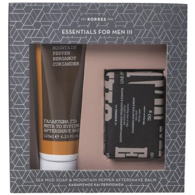 Korres Πακέτο Προσφοράς Mountain Pepper Bergamot Coriander Aftershave Balm 125ml & Sea Mud Soap 150g