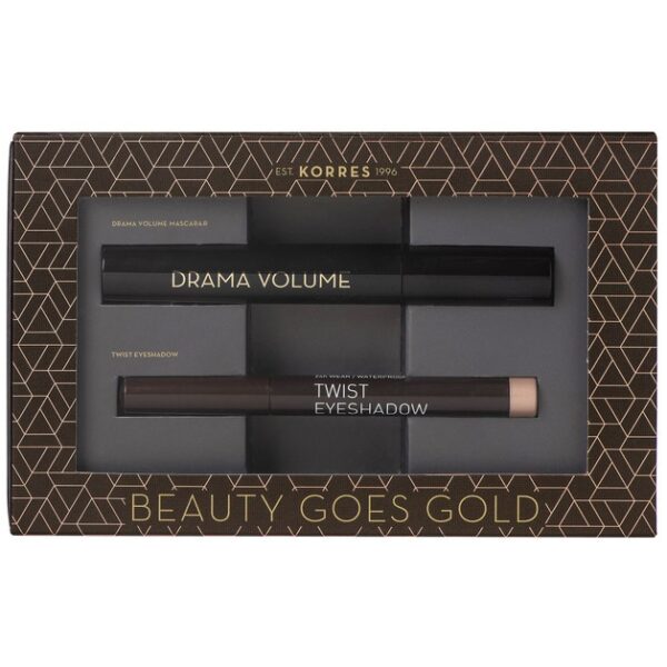 Korres Πακέτο Προσφοράς Drama Volume Mascara Black 11ml & Twist Eyeshadow 68 Golden Pink 1.4gr σε Ειδική Τιμή