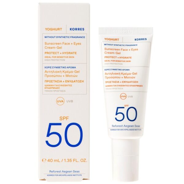 Korres Yoghurt Sunscreen Face & Eyes Cream Gel Spf50 for Sensitive Skin 40ml