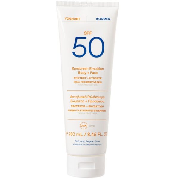 Korres Yoghurt Sunscreen Emulsion Face & Body Spf50 for Sensitive Skin 250ml