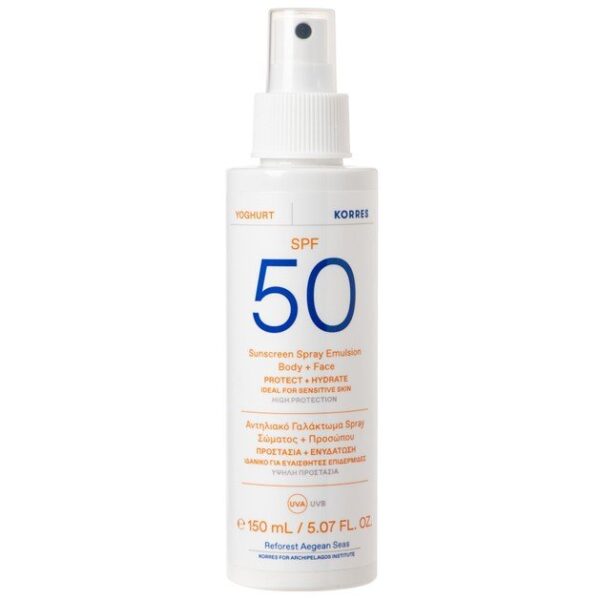 Korres Yoghurt Sunscreen Spray Emulsion Face & Body Spf50 for Sensitive Skin 150ml