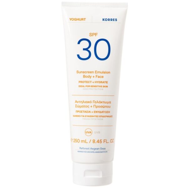Korres Yoghurt Sunscreen Emulsion Face & Body Spf30 for Sensitive Skin 250ml