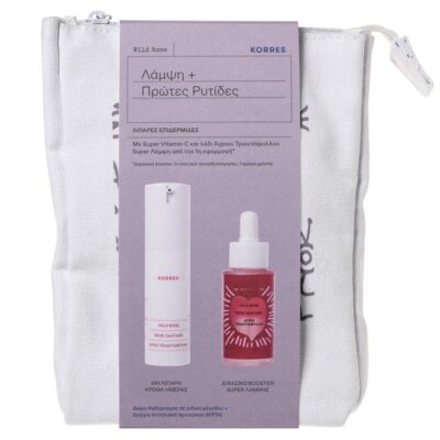 Korres Wild Rose Day Cream 30ml & Brightening Bi-phase Booster 30ml & Greek Yoghurt Foaming Cleanser 20ml