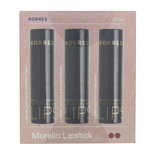 Korres Promo Morello Creamy Lipstick Νο04 Honey Nude & No56 Cherry Lush & No34 Mocha Brown 3 X 3.5gr σε Ειδική Τιμή