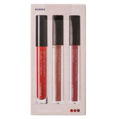 Korres Promo Morello Matte Lip Fluid No53 Red Velvet 3.4ml & Voluminous Lipgloss No31 Bronze Nude & No23 Natural Purple 2x4ml