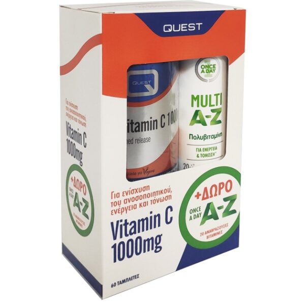 Quest Πακέτο Προσφοράς Vitamin C 1000mg 60tabs & Δώρο Multi A-Z Once a Day 20 Eff.tabs
