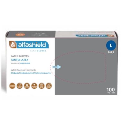 Alfashield Latex Gloves Γάντια Latex Ελαφρώς Πουδραρισμένα