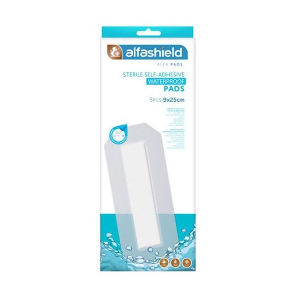 Alfashield Alfa Pads Sterile Self-Adhesive Waterproof Pads Αποστειρωμένα Αυτοκόλλητα Αδιάβροχα Επιθέματα 9x25cm