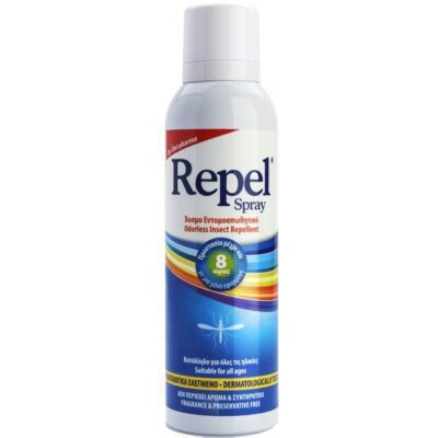 Uni-Pharma Repel Spray Άοσμο Ενυδατικό & Προστατευτικό με Εντομοαπωθητική Δράση & Υαλουρονικό 150ml