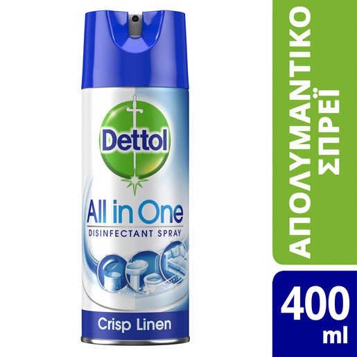 Dettol All In One Spray Crisp Linen Απολυμαντικό Σπρέι για Σκληρές & Μαλακές Επιφάνειες 400ml