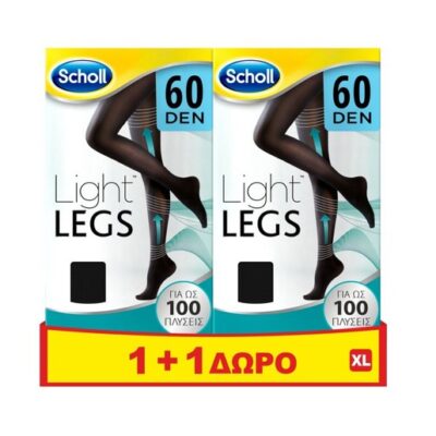 Dr Scholl Πακέτο Προσφοράς LightLegs 60 DEN Noir Καλσόν Διαβαθμισμένης Συμπίεσης Τεχνολογία FibreFirm Μαύρο XLarge 1τμχ 1+1 Δώρο