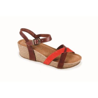 SunShine Coral 2740 Γυναικείο Ανατομικό Δερμάτινο Πέδιλο Κοραλί Νούμερο 38