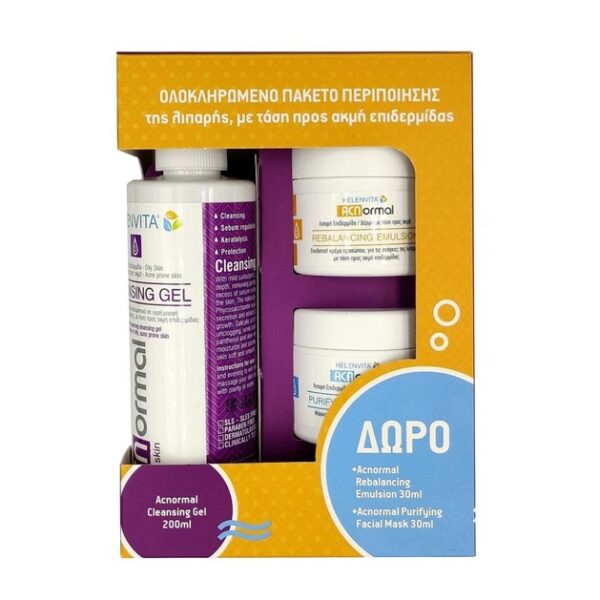 Helenvita Promo Cleansing Gel 200ml & ACNormal Rebalancing Emulsion 30 ml & ACNormal Purifying Facial Mask 30ml