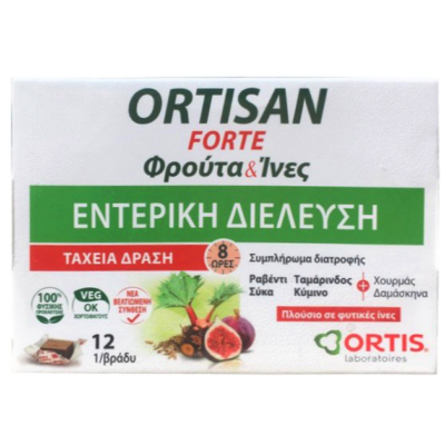 Ortis Ortisan Forte Φρούτα & Ίνες για Εντερική Διέλευση 12tabs