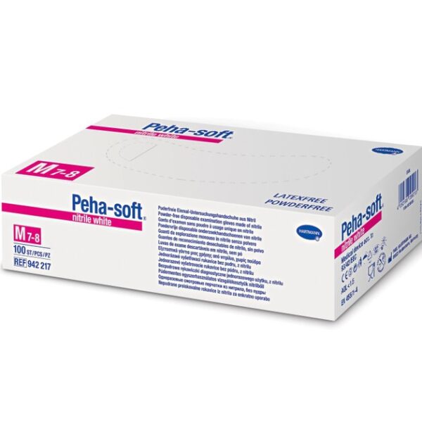 Hartmann Peha-Soft White Nitrile Εξεταστικά και Προστατευτικά Γάντια μιας Χρήσης Χωρίς Λάτεξ Νιτριλίου Λευκά 100τμχ