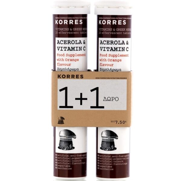 Korres Acerola & Vitamin C 1+1 Δώρο 2χ20eff.tabs