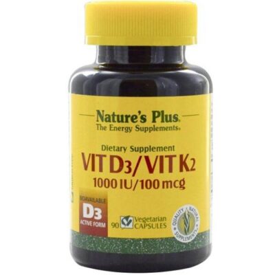 Nature's Plus Vitamin D3 / Vitamin K2 Για Υγιή Οστά & Δόντια Λειτουργεί Συνεργιστικά με το Ασβέστιο 90caps