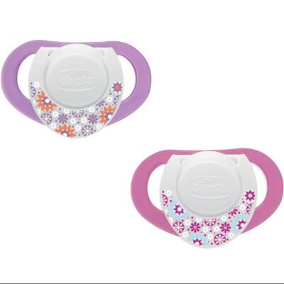 Chicco Physio Compact Πιπίλα Σιλικόνης με Κρίκο 6-12 Μηνών Ροζ 2τμχ