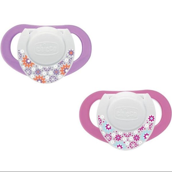 Chicco Physio Compact Πιπίλα Σιλικόνης με Κρίκο 6-12 Μηνών Ροζ 2τμχ