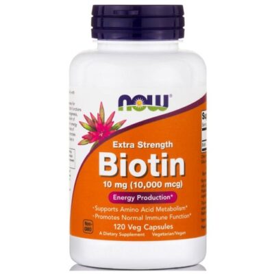 Now Foods Biotin Συμμετέχει σε Πλήθος Μεταβολικών Αντιδράσεων 10mg 120caps