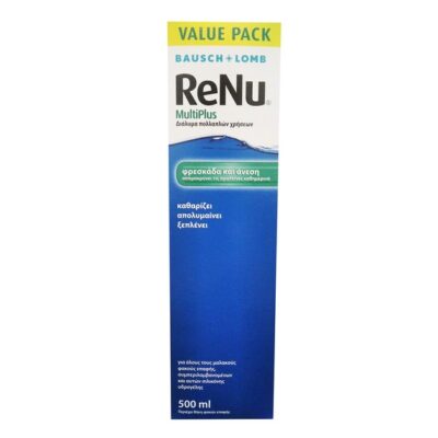 Bausch & Lomb Renu Multiplus Value Pack Διάλυμα Πολλαπλών Χρήσεων  που Παρέχει Άνεση Ίδια με Αυτή των Νέων Φακών 500ml