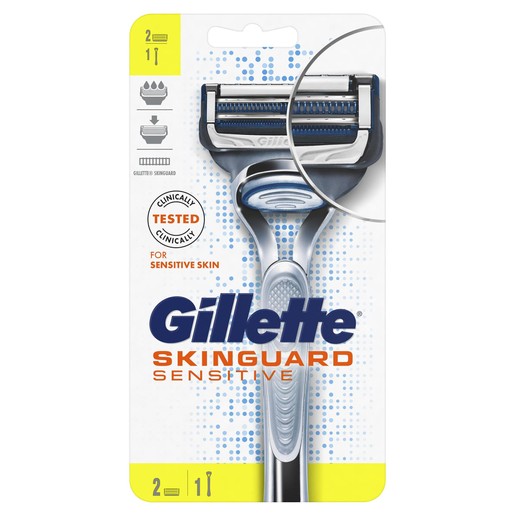 Gillette SkinGuard Sensitive Ξυριστική Μηχανή για Ευαίσθητη Επιδερμίδα 1 Μηχανή & 2 Ανταλλακτικά