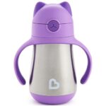 Munchkin Cool Cat Stainless Steel Straw Cup Ανοξείδωτο Θερμός Purple 237ml