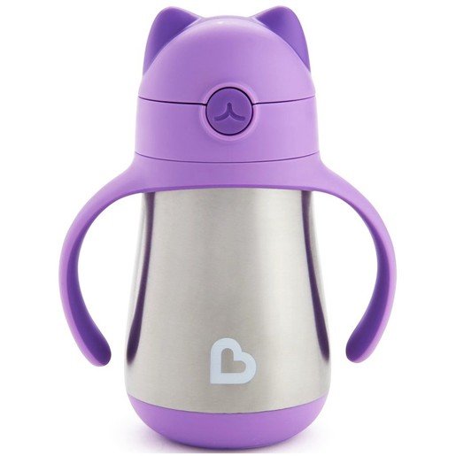Munchkin Cool Cat Stainless Steel Straw Cup Ανοξείδωτο Θερμός Purple 237ml