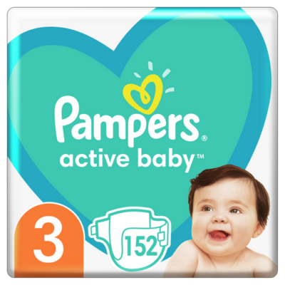 Pampers Active Baby Mega Pack Νο3 (6-10 kg) 152 πάνες
