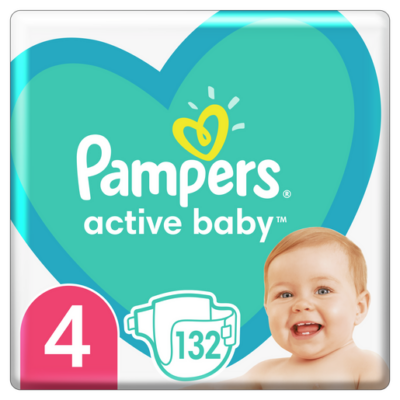 Pampers Active Baby Mega Pack Νο4 (9-14 kg) 132 πάνες