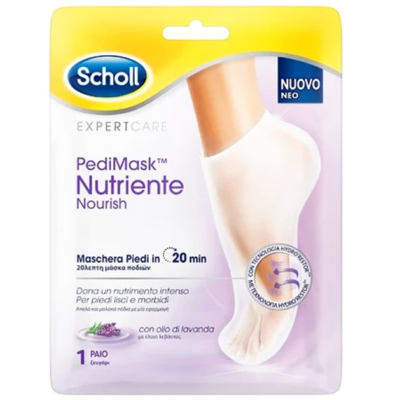 Scholl PediMask Nutriente Nourish Μάσκα Ποδιών Με Έλαιο Λεβάντας 1 ζευγάρι
