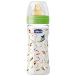 Chicco Γυάλινο Μπιμπερό με Θηλή Καουτσούκ 0m+ 240ml