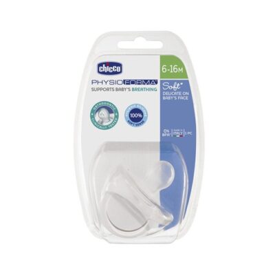 Chicco Πιπίλα Physio Soft 'Ολο Σιλικόνη Διάφανη 6-16M 1 Τεμάχιο
