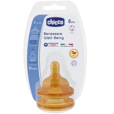 Chicco Θηλή Καουτσούκ 6m+ Ροής Φαγητού 2τμχ