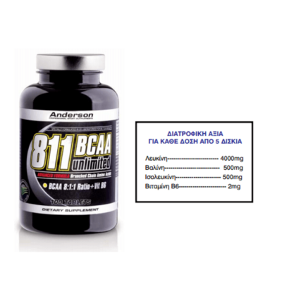 Anderson 811 Bcaa Unlimited Συμπλήρωμα Διακλαδισμένων Αμινοξέων 100 CPR