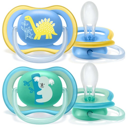 Avent Ultra Air SCF349/11 Ορθοδοντική Πιπίλα Σιλικόνης με Κρίκο για Αγόρια από 18 Μηνών 2 Τεμάχια