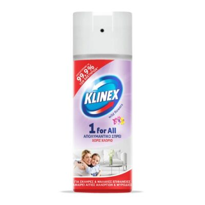 Klinex 1 For All Wild Flowers Απολυμαντικό Σπρέι Χωρίς Χλώριο για Όλες τις Επιφάνειες με Άρωμα Άγριων Λουλουδιών 400ml