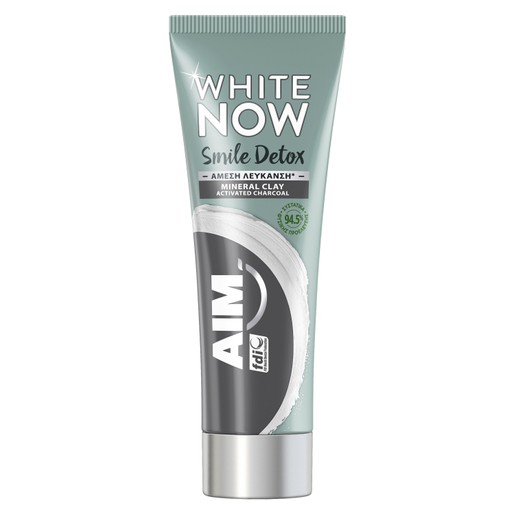 Aim White Now Smile Detox Charcoal Λευκαντική Οδοντόκρεμα για Άμεσα Λευκότερο Χαμόγελο 75ml