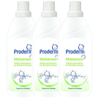 Proderm Πακέτο Προσφοράς Μαλακτικό Ειδικά Μελετημένο για Βρεφικά Ρούχα 3x1Lt