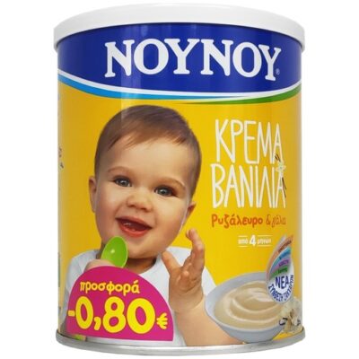 Nounou Κρέμα με Ρυζάλευρο & Γάλα με Γεύση Βανίλια Από 4 Μηνών 350gr σε Ειδική Τιμή