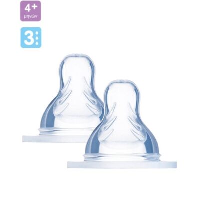 Mam Teat Skin Soft Θηλή Σιλικόνης για Μεγάλη Ροή Μέγεθος 3 Κωδ 410S από 4+ Μηνών 2 Τεμάχια