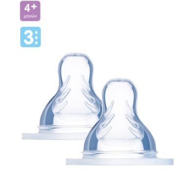 Mam Teat Skin Soft Θηλή Σιλικόνης για Μεγάλη Ροή Μέγεθος 3 Κωδ 412S από 4+ Μηνών 2 Τεμάχια