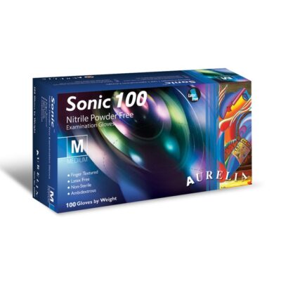Aurelia Sonic 100 Nitrile Powder Free Blue Examination Gloves Εξεταστικά Γάντια Μπλε Νιτριλίου Χωρίς Πούδρα 100 Τεμάχια