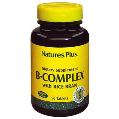 Nature’s Plus Vitamin B-Complex with Rice Bran Συμπλήρωμα Διατροφής Βιταμινών B Ανακουφίζει Από το Αίσθημα Κόπωσης 90tabs