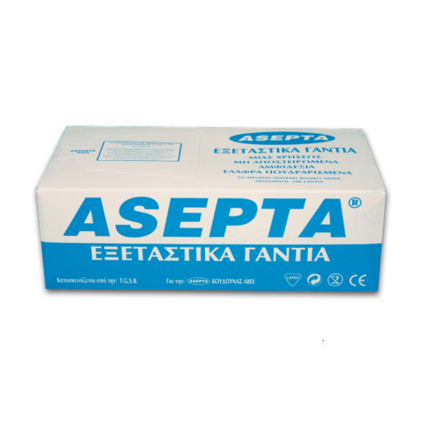Asepta Examination Gloves Εξεταστικά Γάντια Μιας Χρήσεως μη Αποστειρωμένα Ελαφρά Πουδραρισμένα Medium 100Τεμάχια