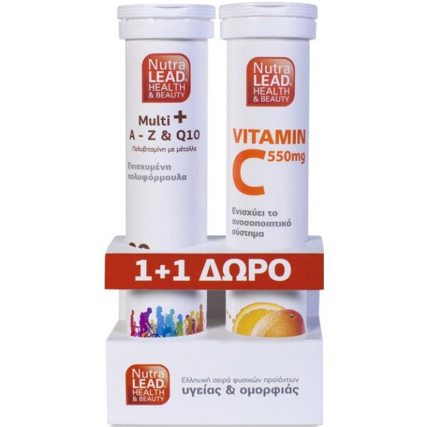Nutralead Multi+ A to Z & Q10 20Αναβρ. Δισκία + Βιταμίνη C 550mg 20Αναβρ. Δισκία